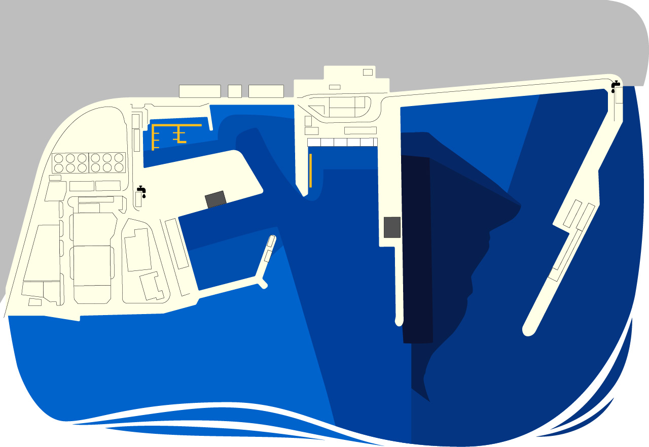 Harbour map indicating the water depths
