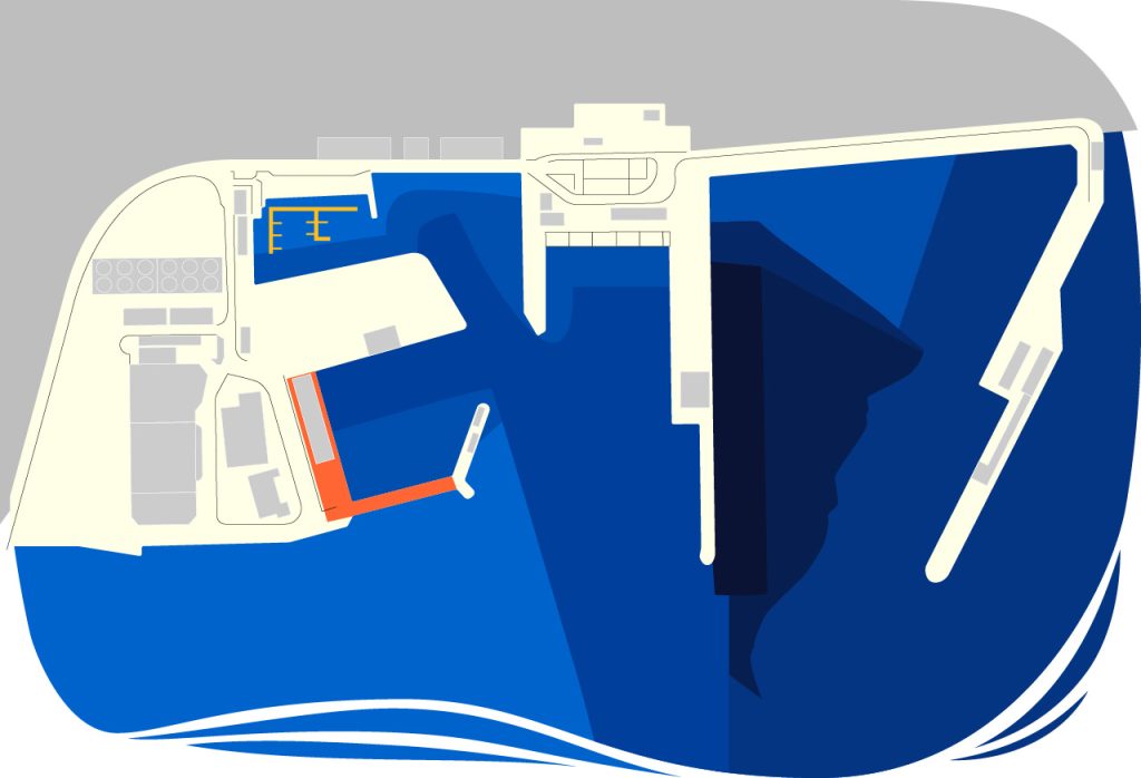 Harbour map indicating the Fish Quay