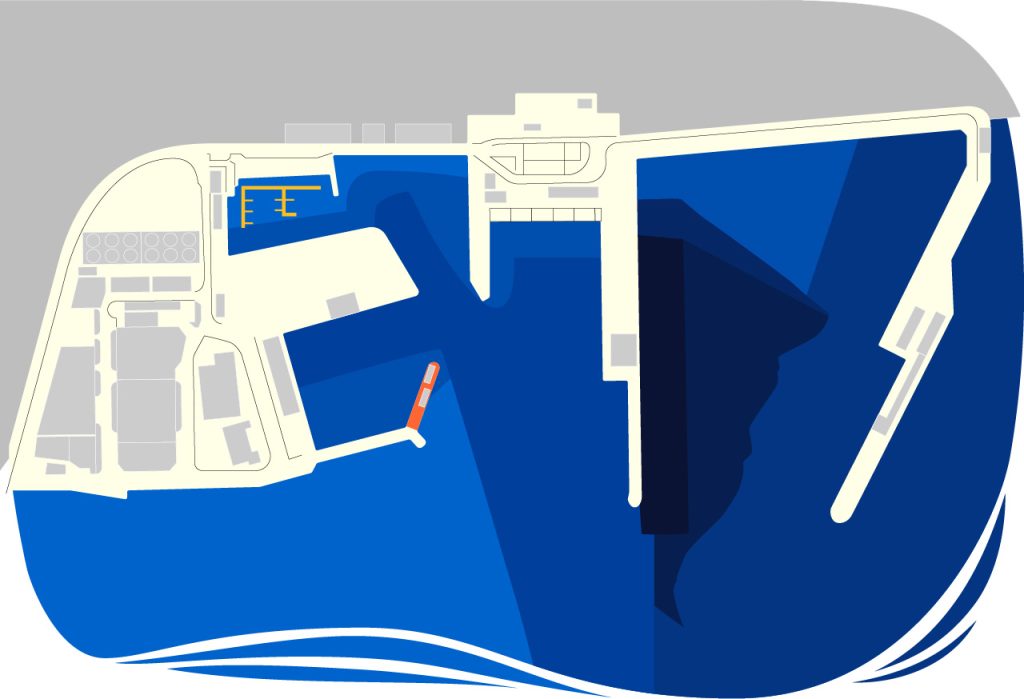 Harbour map indicating the Fuel Quay