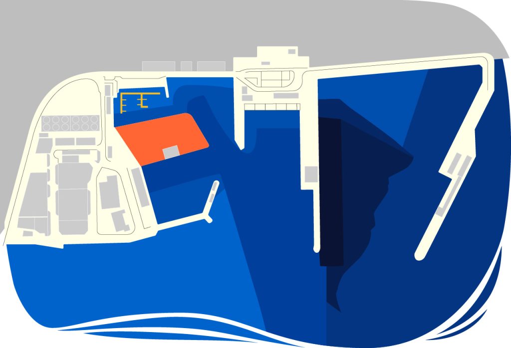 Harbour map indicating the Jubilee Quay